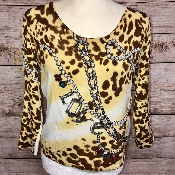 Beaded Leopard Print Top - Picture 1 of 9